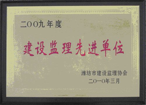 点击查看详细信息<br>标题：2009年度建设监理先进单位 阅读次数：4958