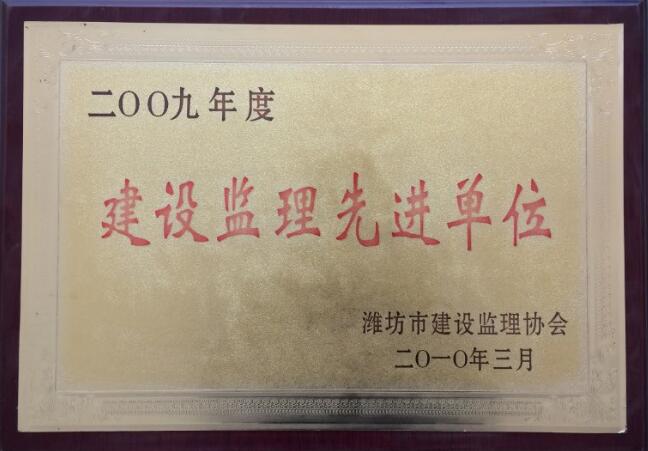 点击查看详细信息<br>标题：2009年度建设监理先进单位 阅读次数：2199